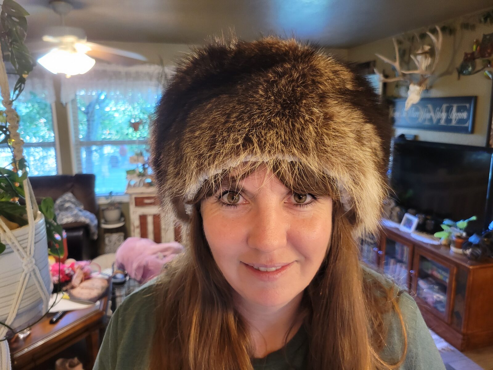 Custom fur hat sewn from tanned fur