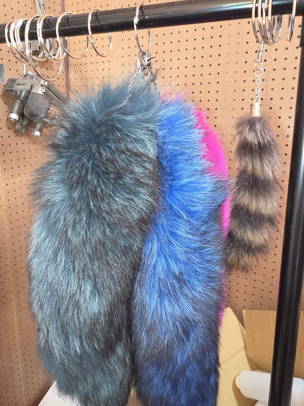 Dyed fox tail keychains for sale